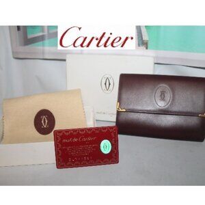 $940 Lk New Cartier Kiss Lock Wallet w Note Pad Box Auth Card Felt Protector